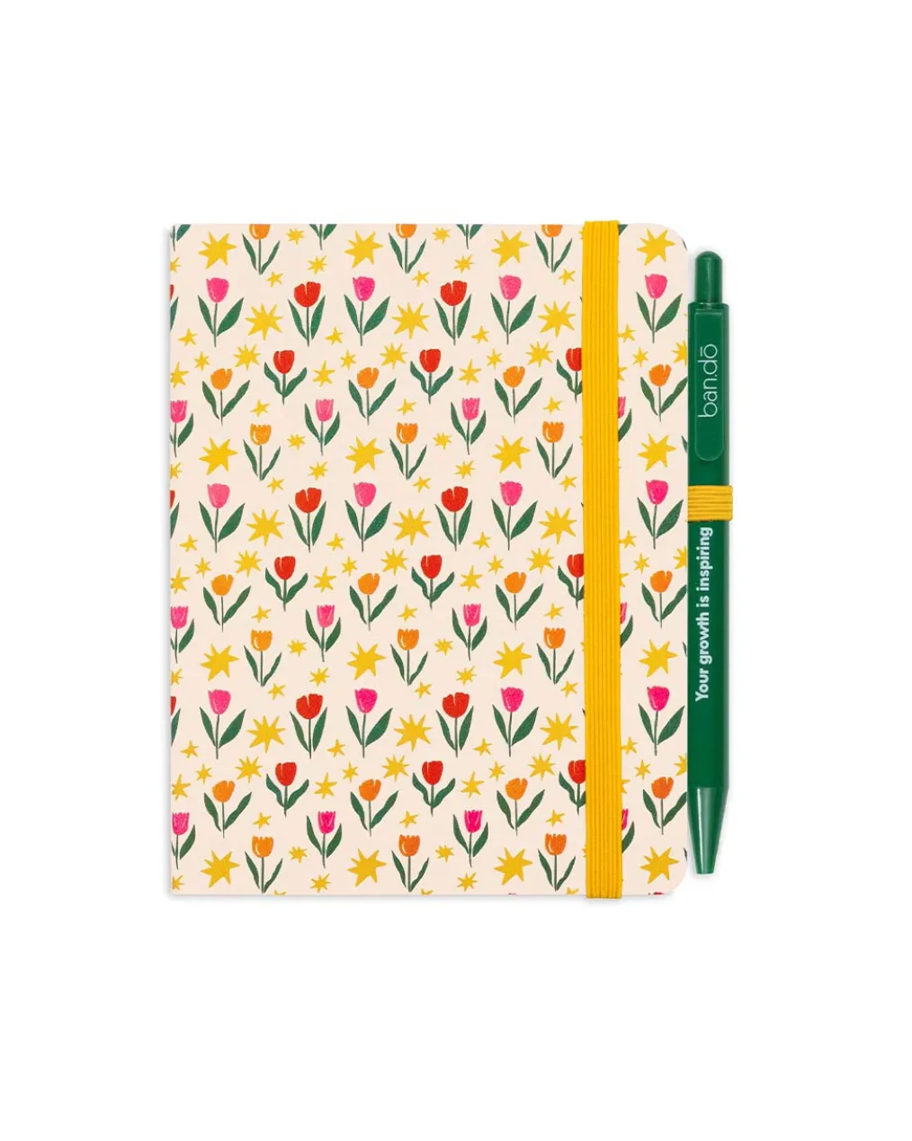 Mini Notebook with Pen - Tulips on Cream