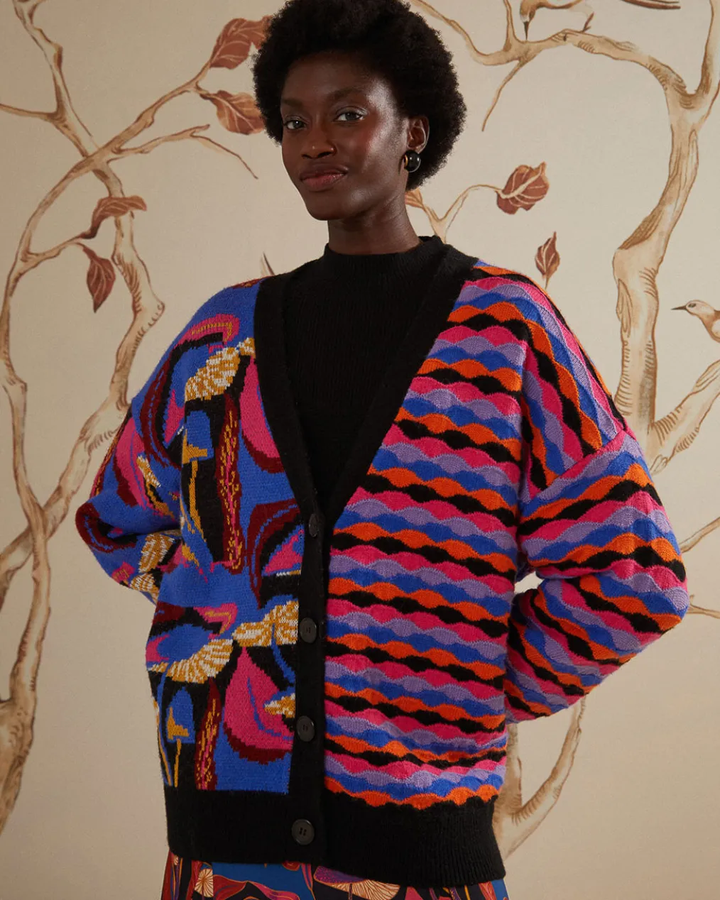 Mixed Mushrooms Knit Cardigan