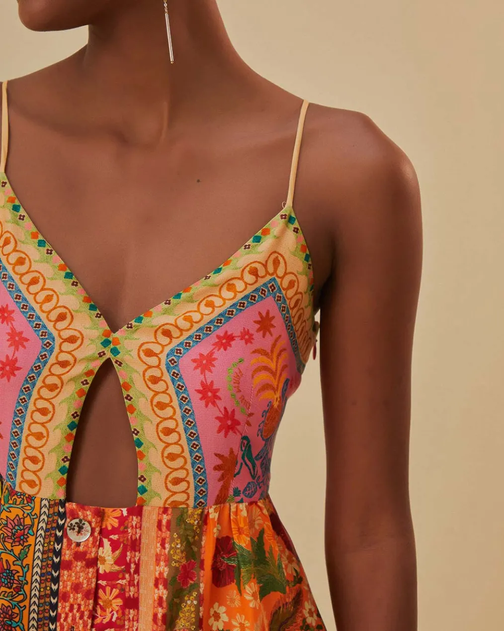 Multicolor Mixed Scarves Midi Dress