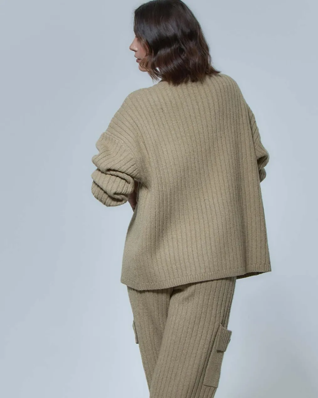 Raven Knitted Zip Up Cardigan - Biscuit