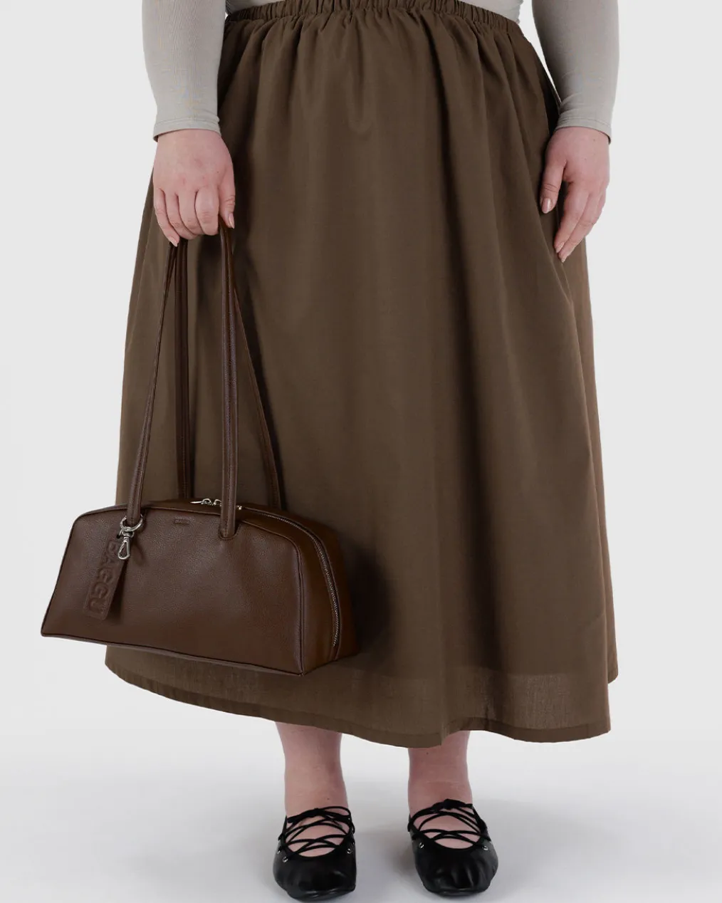 Recycled Leather Bowler Bag - Brown