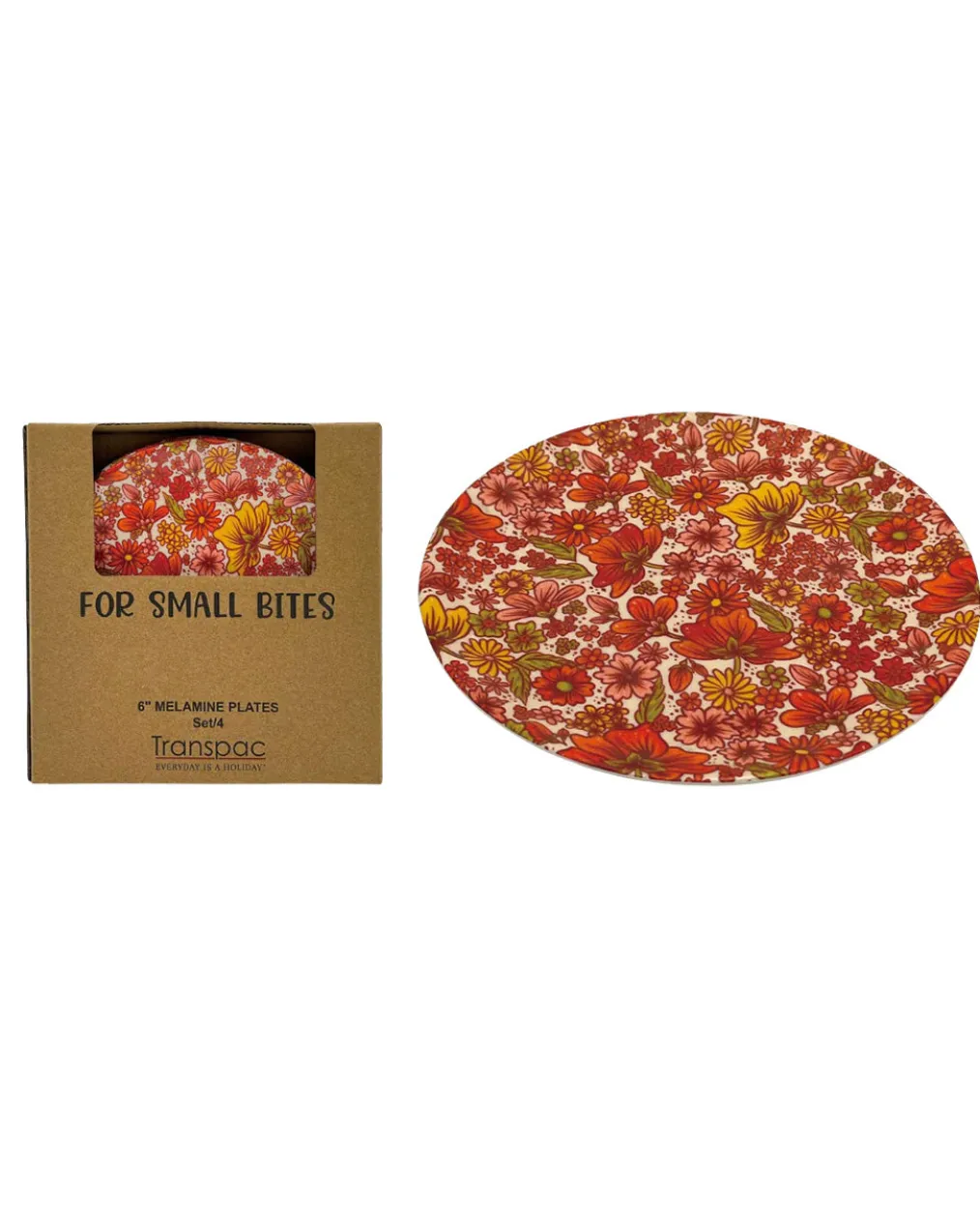 Retro Floral Appetizer Plates - Set Of 4