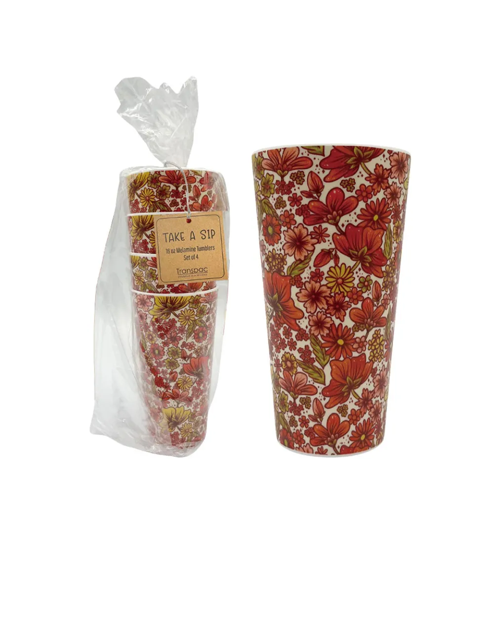 Retro Floral Tumblers - Set Of 4