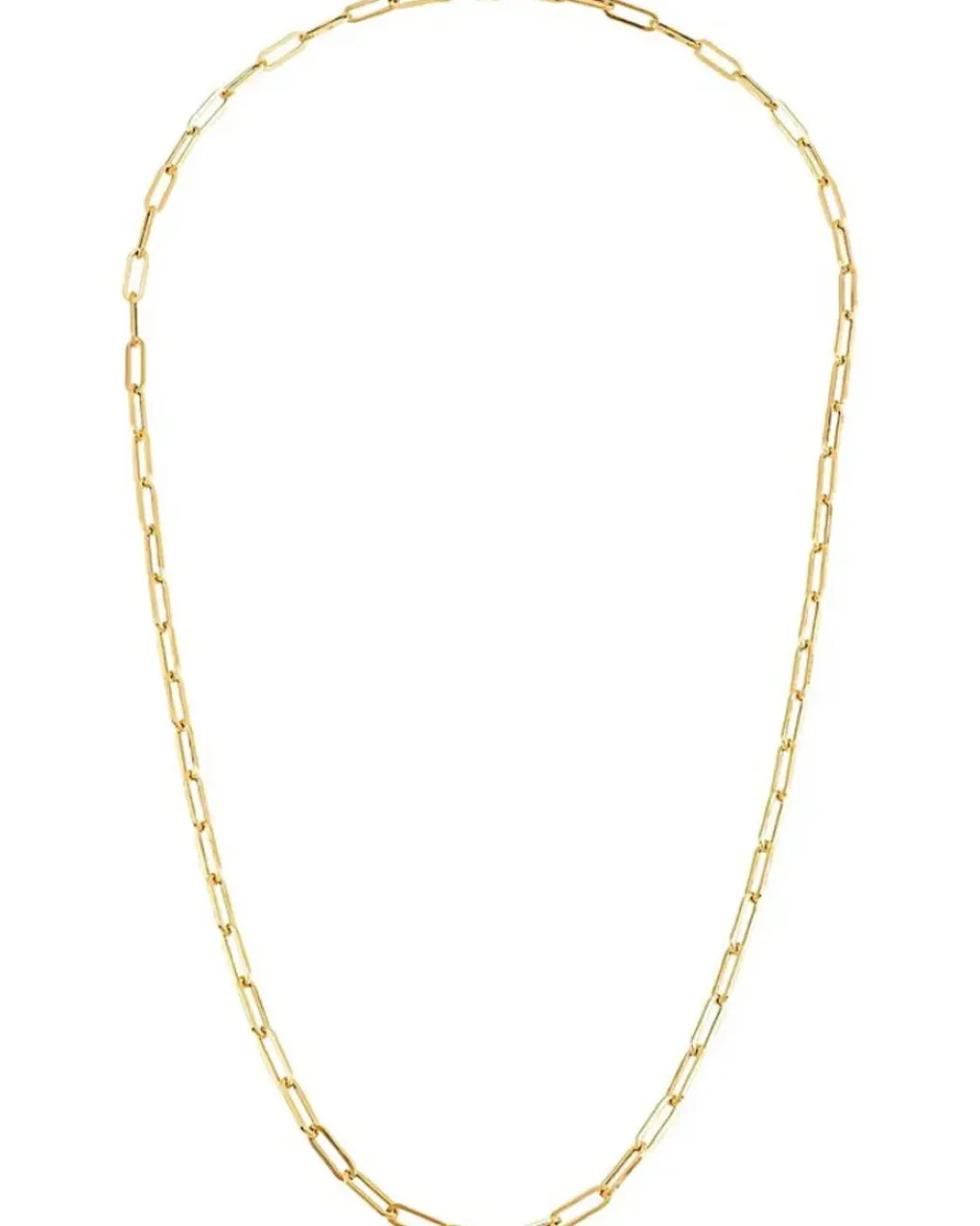 Stainless Steel Paper Clip Necklace - Gold