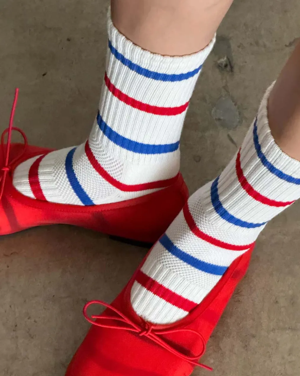 Striped Boyfriend Socks - Red Blue Stripe