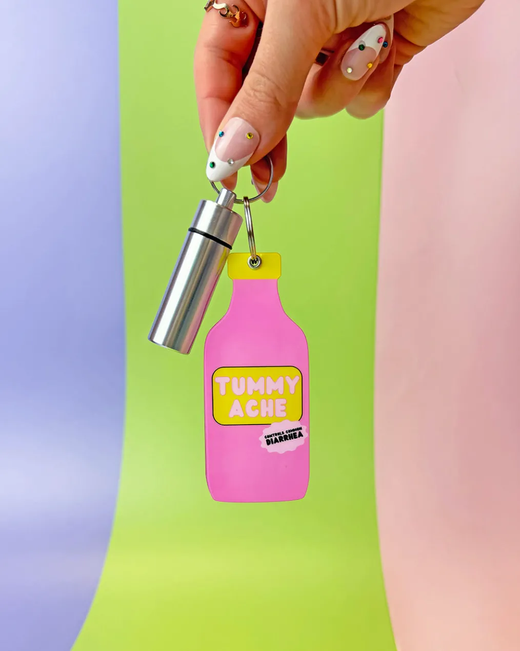 Tummy Hurts Mirror + Pill Case Keychain